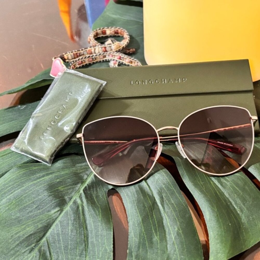 ✨ Longchamp Gold Frame Round Sunglasses – Designer Luxury Chic